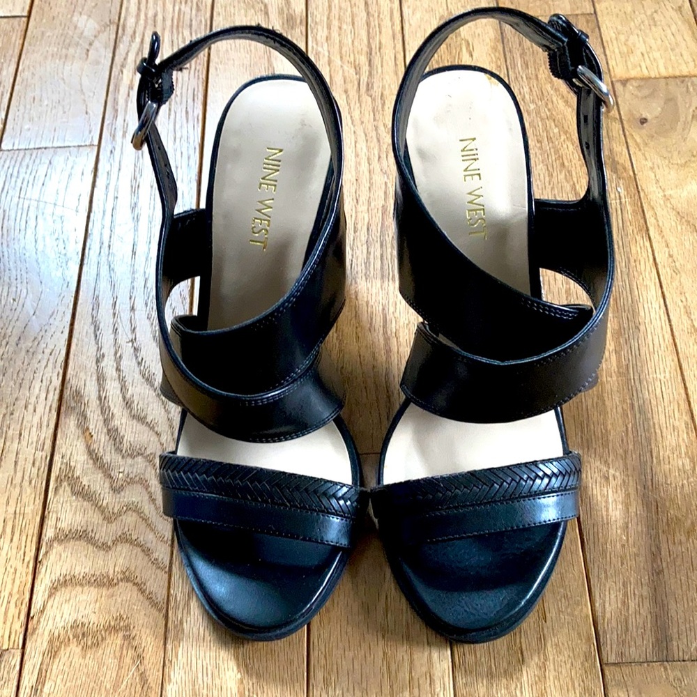 Nine West Pickett Sandal Sz 7 Black Heels NWOB